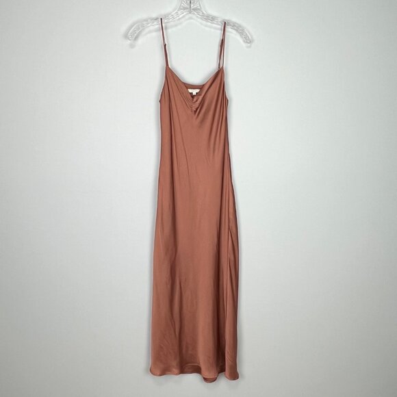 Z Supply Womens Lark Slip Midi Dress Copper Satin Spaghetti Straps size Small - Picture 4 of 11